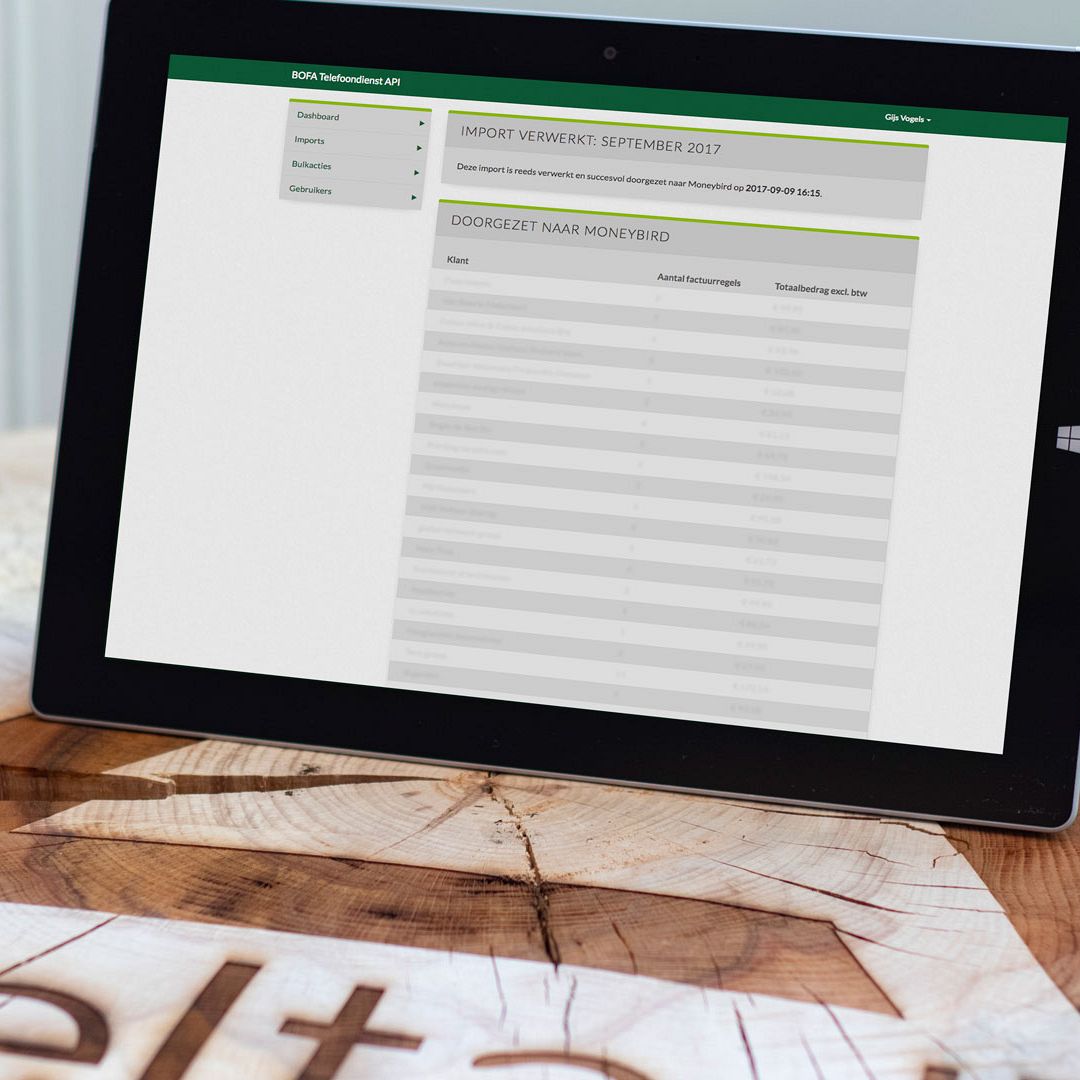 BOFA Webapplicatie - Tablet