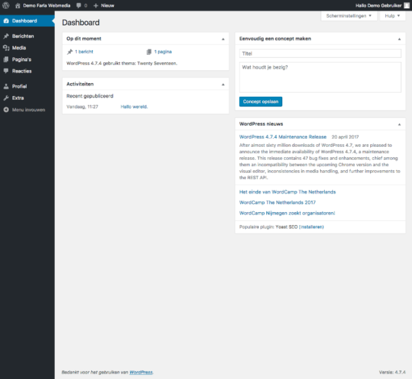 Dashboard WordPress